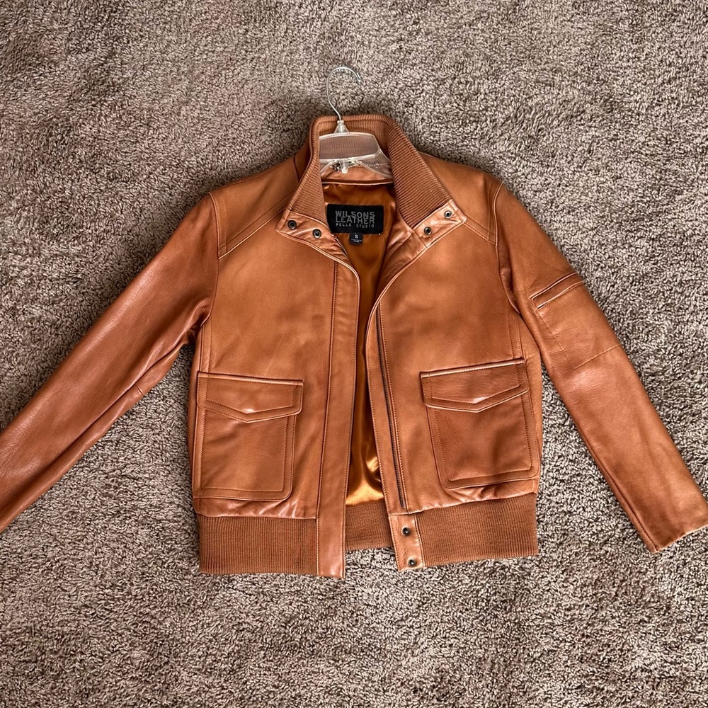 Retro Wilson’s Leather Bomber Jacket W/ Ribbed Neck and Waist
